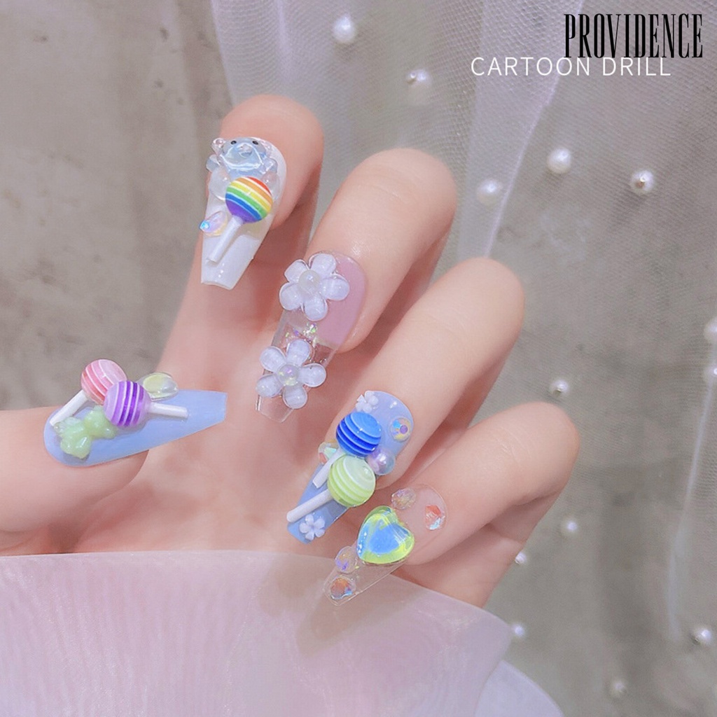 Providence 5Pcs/Set Lollipop Style Nail Ornament Cartoon Resin Cute Clay 3D Accessories Charm Candy Decoration for Manicure