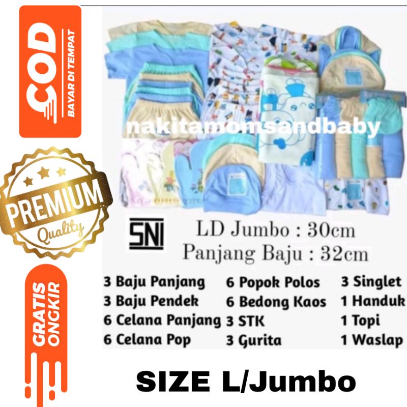 Paket Platinum Perlengkapan Baju bayi Celana popok sarung tangan sleber waslap handuk Kado baru lahir SNI Jumbo 42pcs Promo 8.8