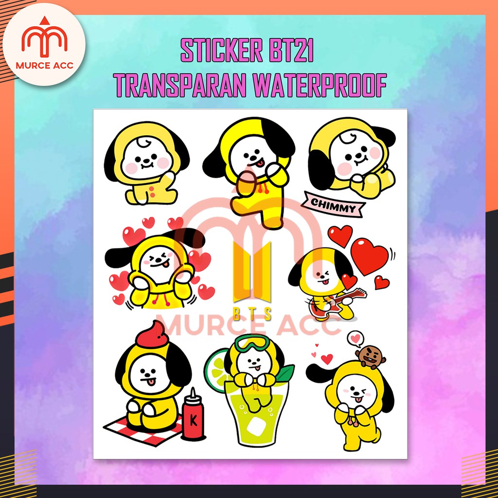 Stiker BT21 BTS Transparan Waterproof KPOP