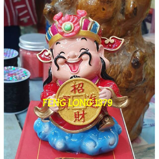 Patung Dewa Cai Shen Jing Qian Fiber Mini | Patung Miniatur Cai Shen