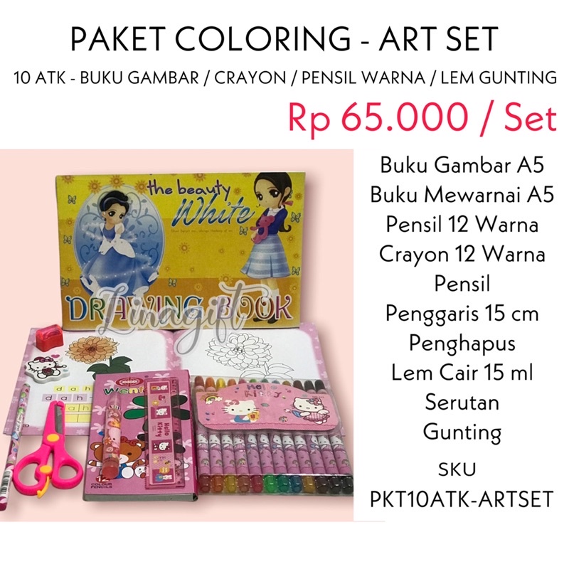 ( Set Paket Art ) ALAT TULIS SEKOLAH LENGKAP / MEWARNAI / KADO SUVENIR CUSTOM ULANG TAHUN / HADIAH LOMBA 17 AGUSTUS / COLORING STATIONERY SET / BUKU GAMBAR / GOODIE BAG SNACK BINGKISAN SOUVENIR / NOTES PEN PENSIL