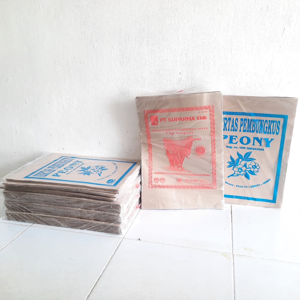 

KERTAS NASI COKLAT MERK PEONY UKURAN 27x36 ISI 50 LEMBAR / KERTAS NASI MINYAK 88