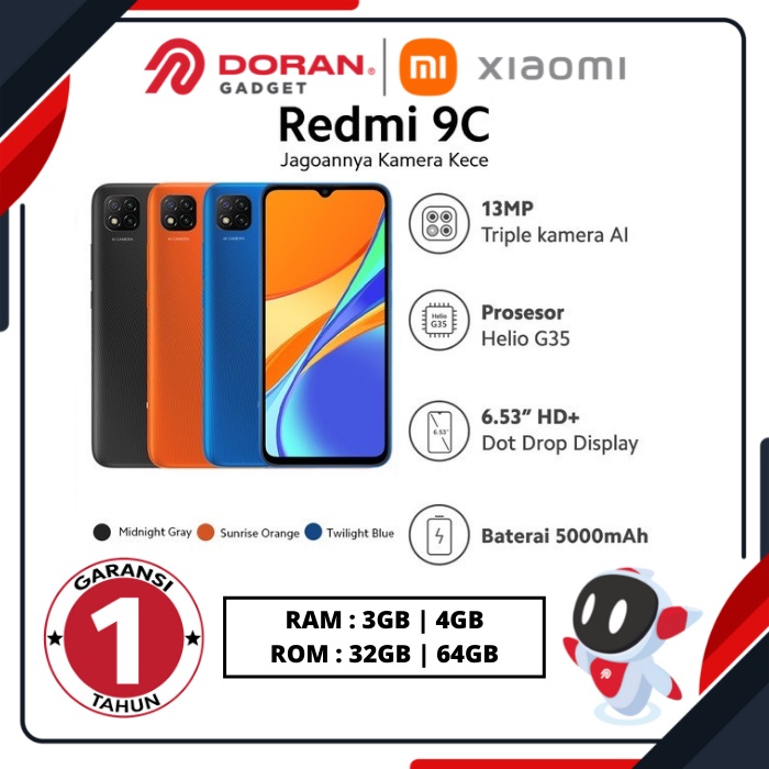 Xiaomi Redmi 9C 3GB + 32GB 3/32 | 4GB + 64GB 4/64 - Garansi Resmi TAM 1 Tahun-0