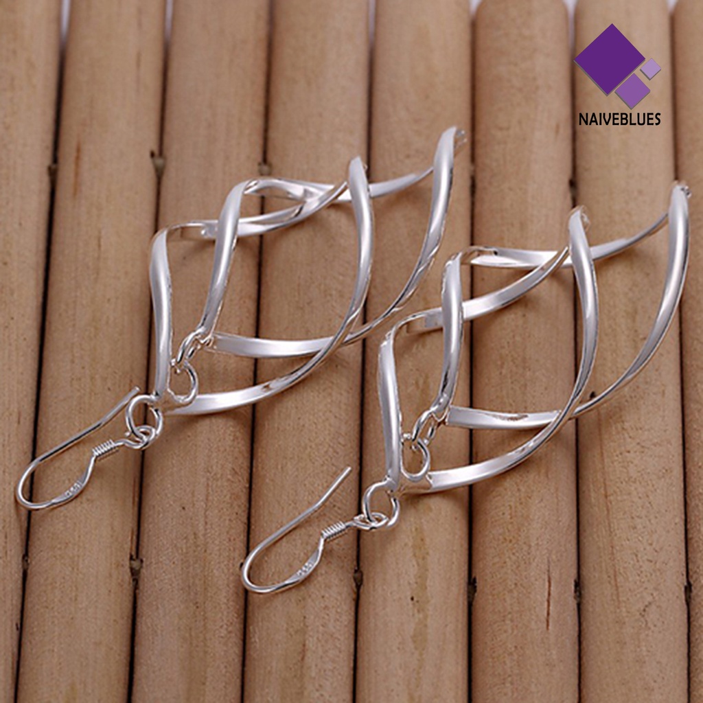 Anting Kait Silver Plated Bentuk Spiral Untuk Wanita