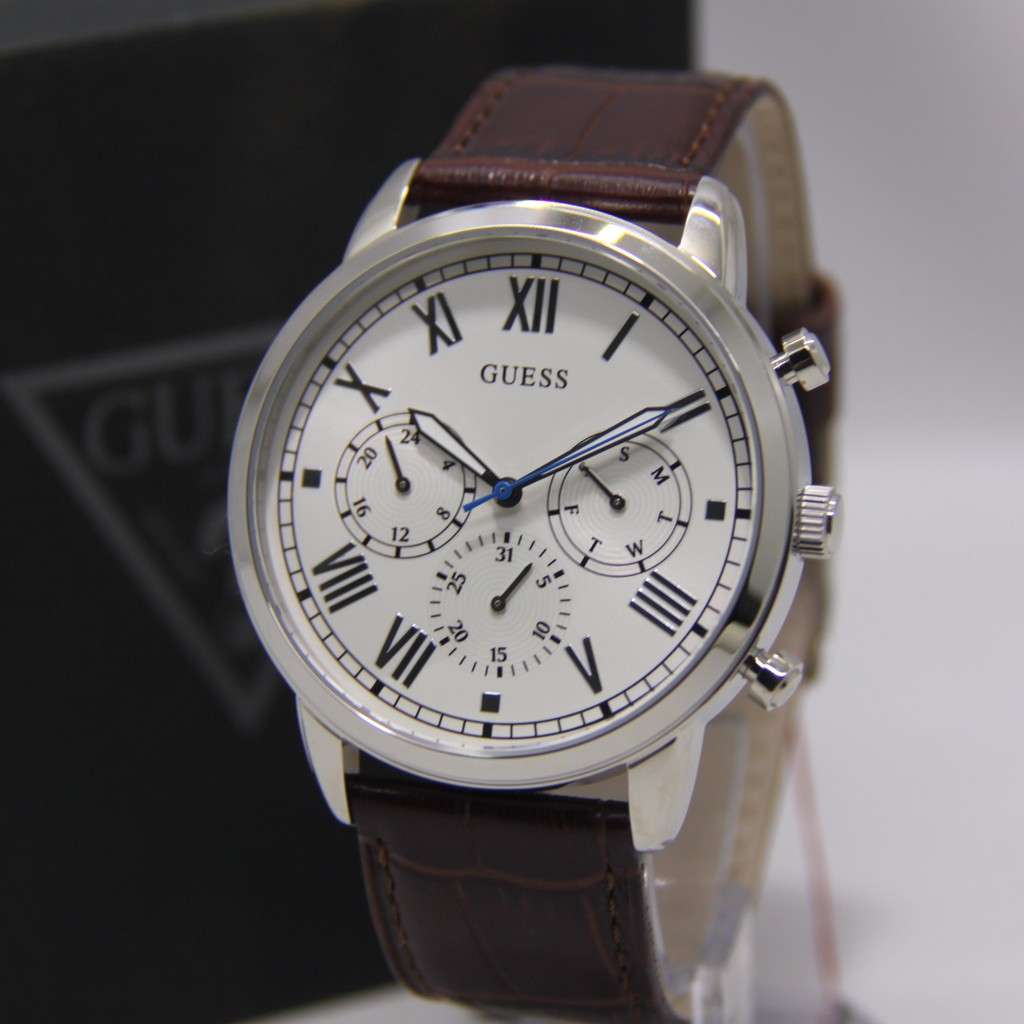 GUESS GW67 BROWN PRIA ORIGINAL JAM TANGAN COWOK ARLOJI COWOK TALI KULIT GUESS WATCH