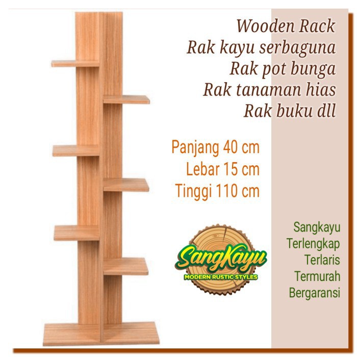 Rak buku rak tanaman hias 110 wooden rack shelves rak kayu serbaguna