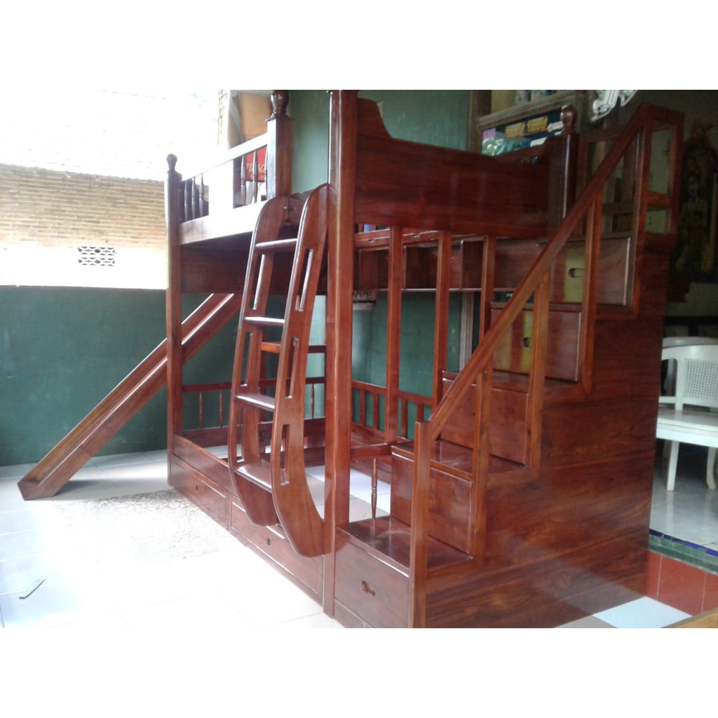 Tempat Tidur Tingkat Kayu Perosotan