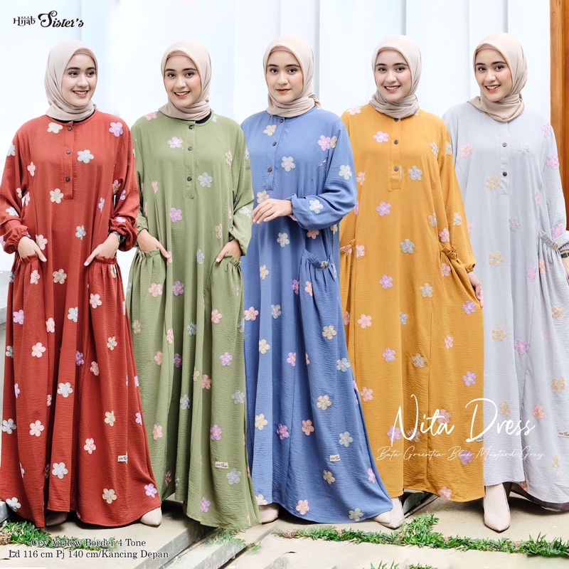 NITA DRESS CEY AIRFLOW BORDER by HIJAB SISTER’S