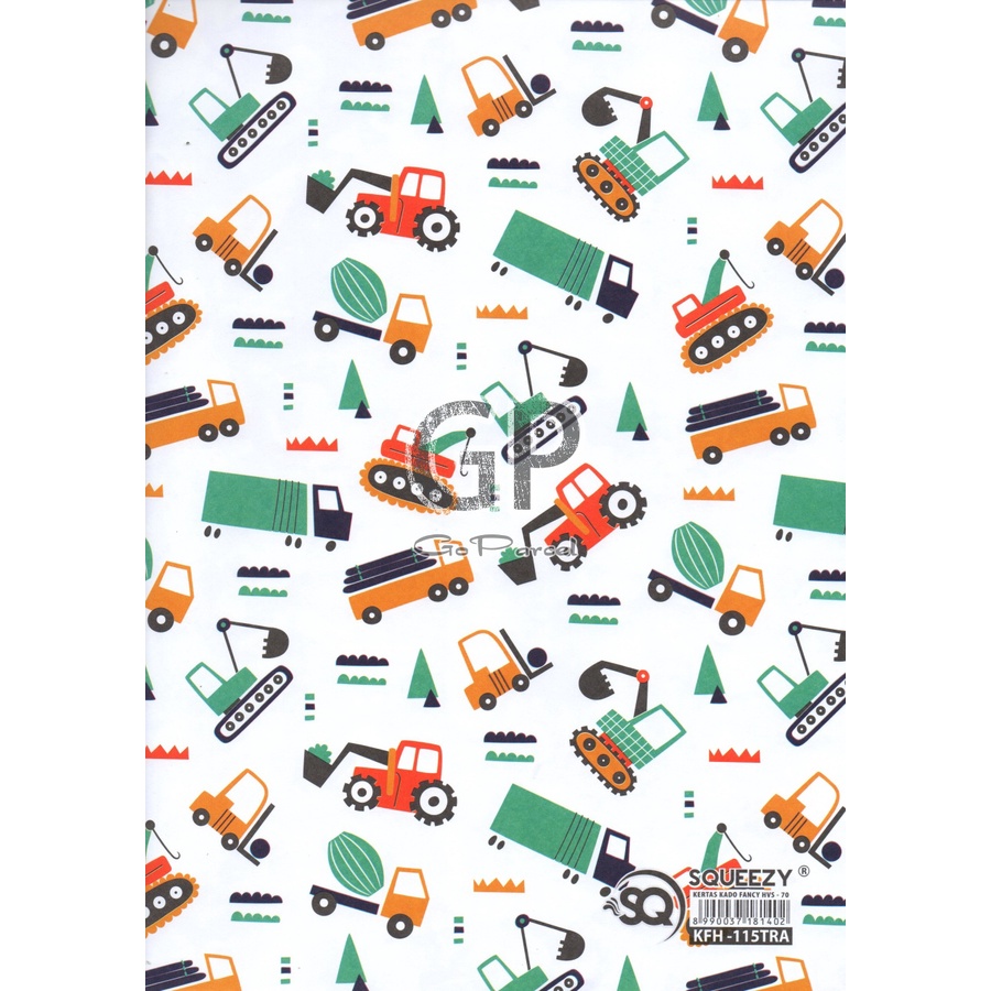 ( 5 Lembar ) KERTAS KADO SQ DOFF - GIFT WRAPPING PAPER AIRPLANE TRAKTOR TRUCK EXCAVATOR / PESAWAT PILOT MOBIL KONTRUKSI