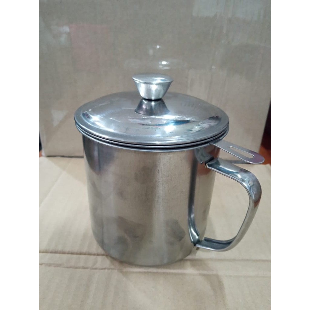 Royalton Oil Pot SARINGAN MINYAK 14cm Tebal/ OilPot Wadah Penyaring Minyak Stainless