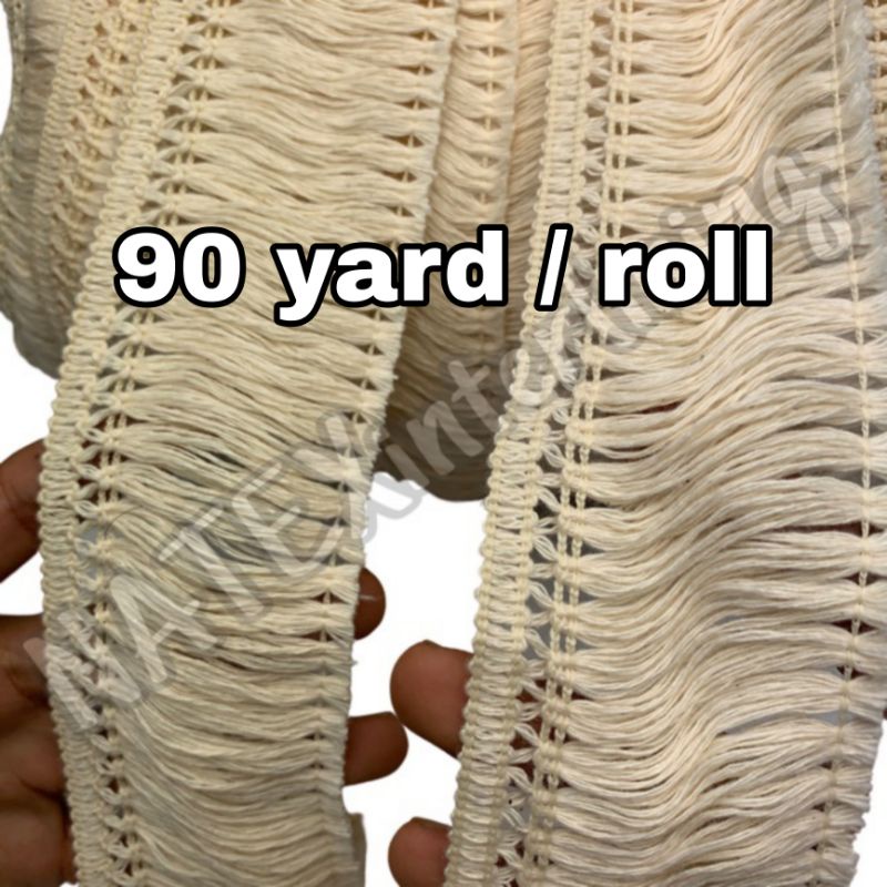 ( 90yard ) Renda rumbai 6cm / renda rumbai 6 cm / renda kaun / renda rumbai dayak / tassel rawis