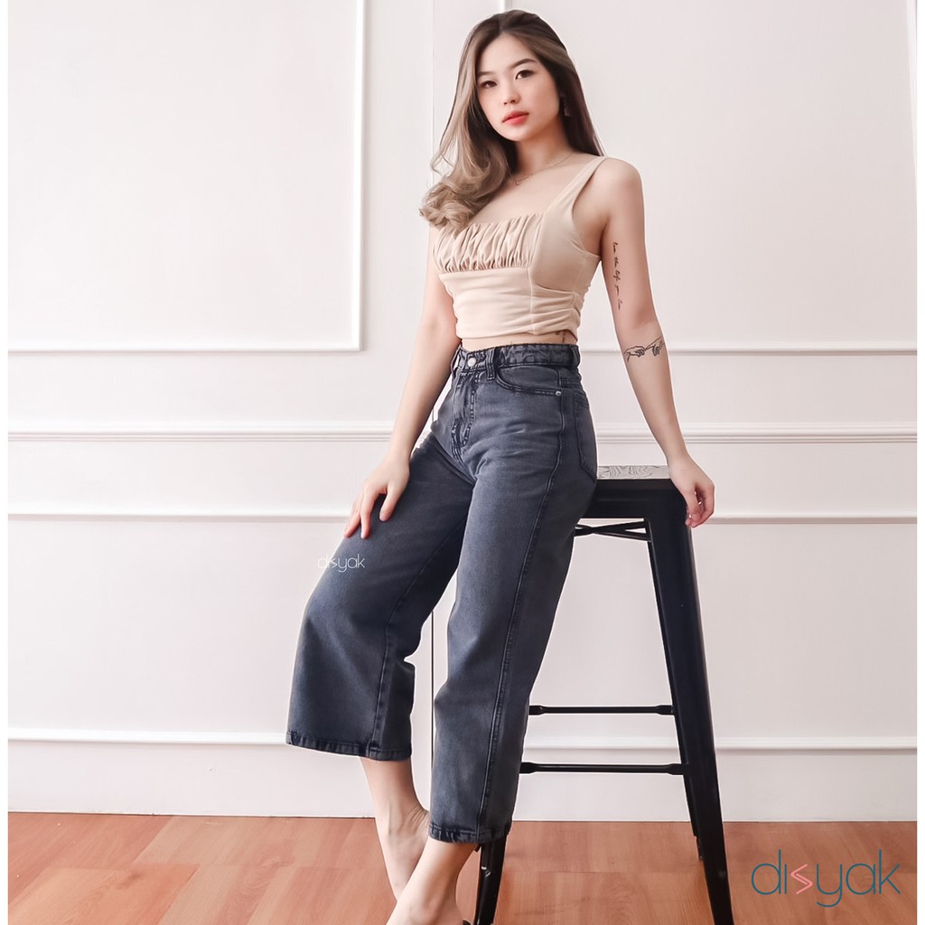 DISYAK -  High Waist Kulot Jeans Non Stretch Black Snow 720-820