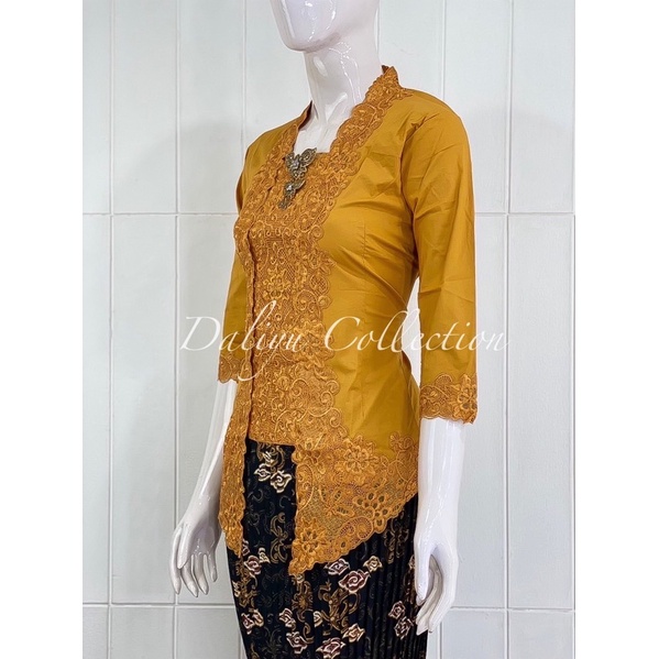KSS02 - Daliyu KEBAYA KUTUBARU LENGAN 7/8 BORDIR SENADA Katun Stretch / Kebaya Wisuda / S M L XL-Mustard