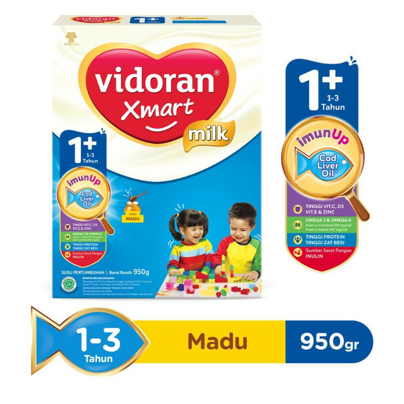 Vidoran Xmart 1+ Susu Formula Imun Up 2x950gg (1900gr)