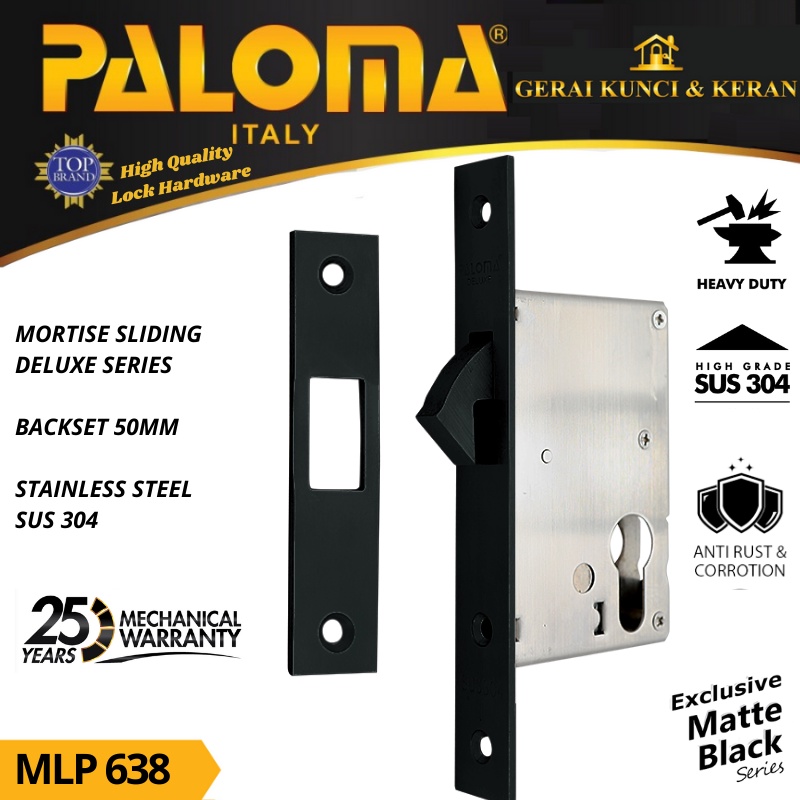 PALOMA MLP 638 BODY KUNCI SLIDING DELUXE 50 MM BLACK MATTE HITAM