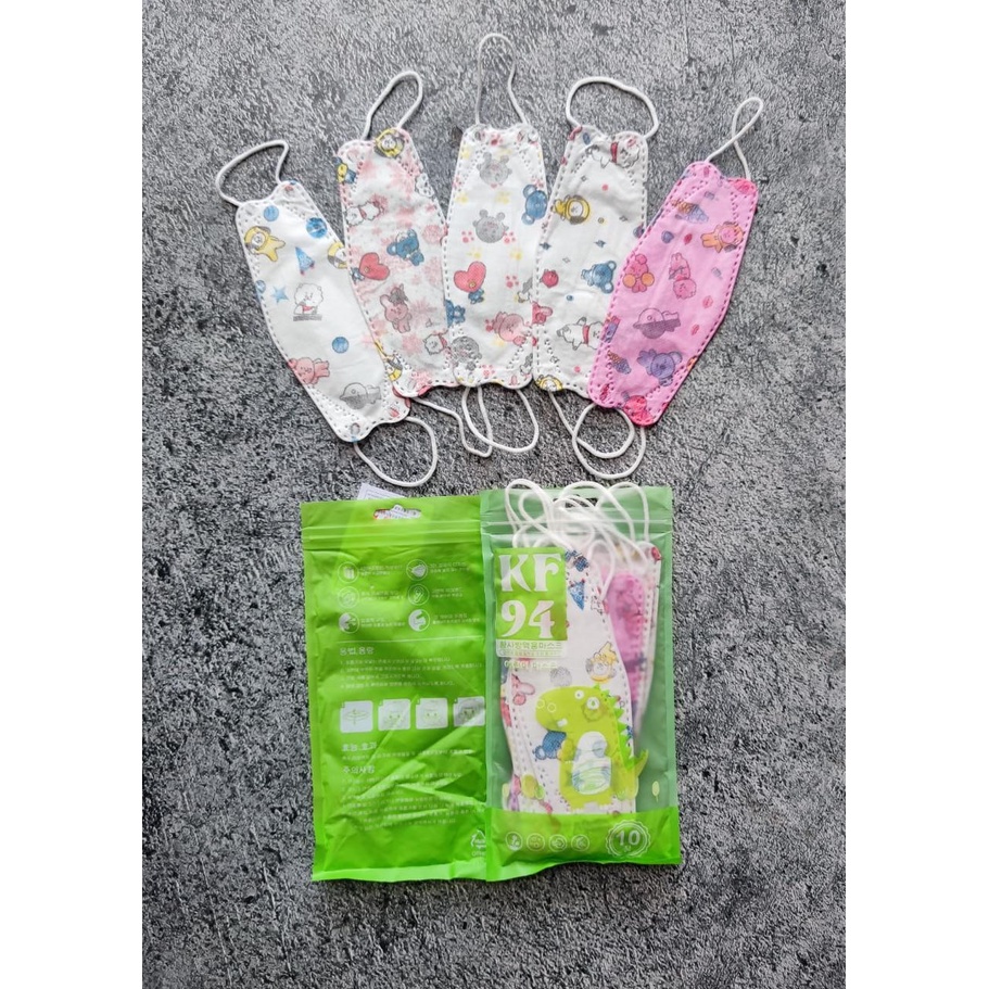 KF94 ANAK MOTIF PACK DINO IJO MX - MASKER KF94 ANAK KIDS CHILD EVO 4PLY