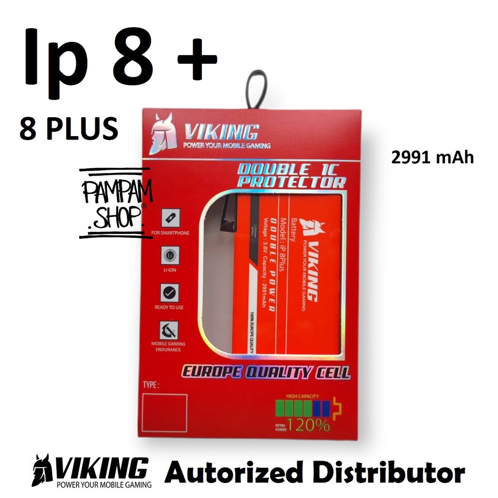 Baterai VIKING Double Power for Ip 8+ 8 Plus Batre Batrai Battery Iphone