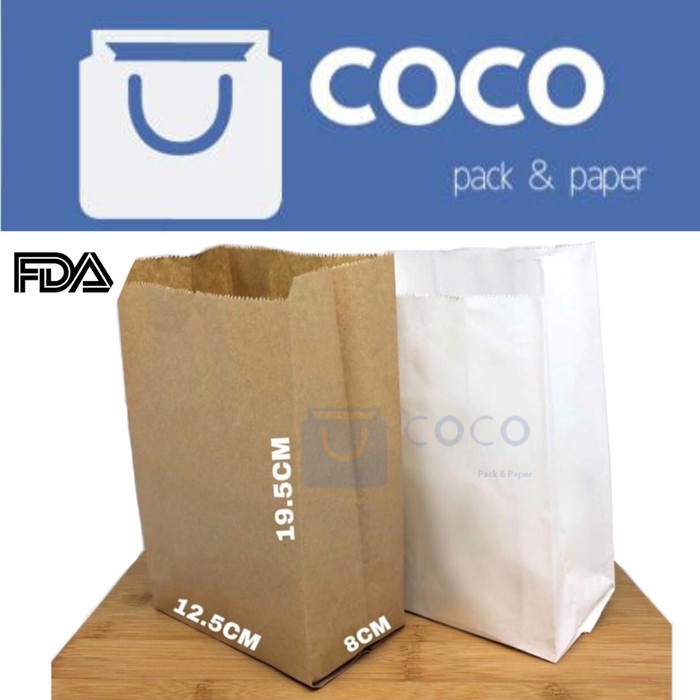 

NEW Paper Bag / Kantong Kertas [ Size M ] [ Food Grade ] [ Isi 100 pcs ] - Cokelat