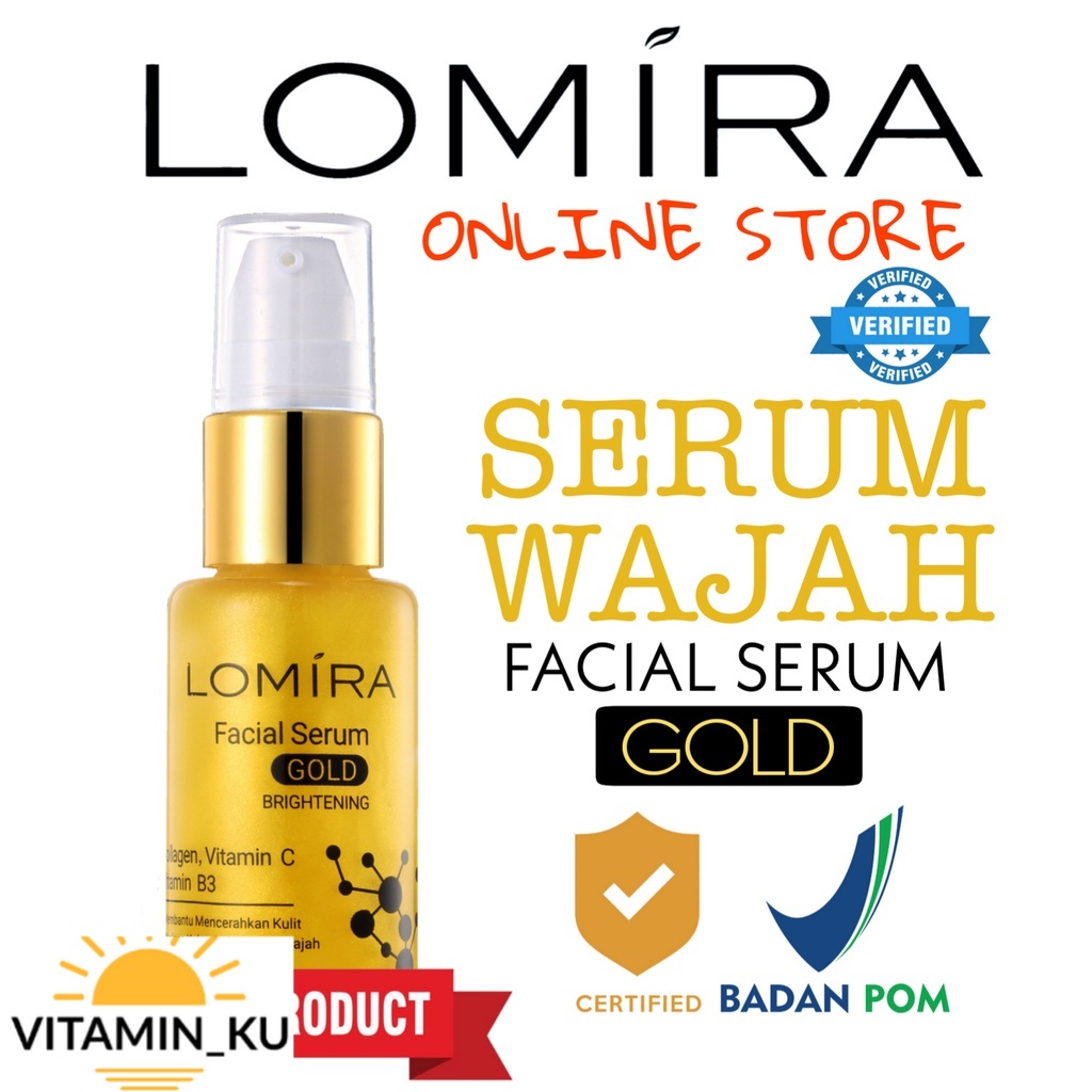 SERUM WAJAH GOLD LOMIRA - TERDAFTAR BPOM - LOMIRA FACIAL SERUM GOLD - SERUM WAJAH MURAH #Vitamin_KU