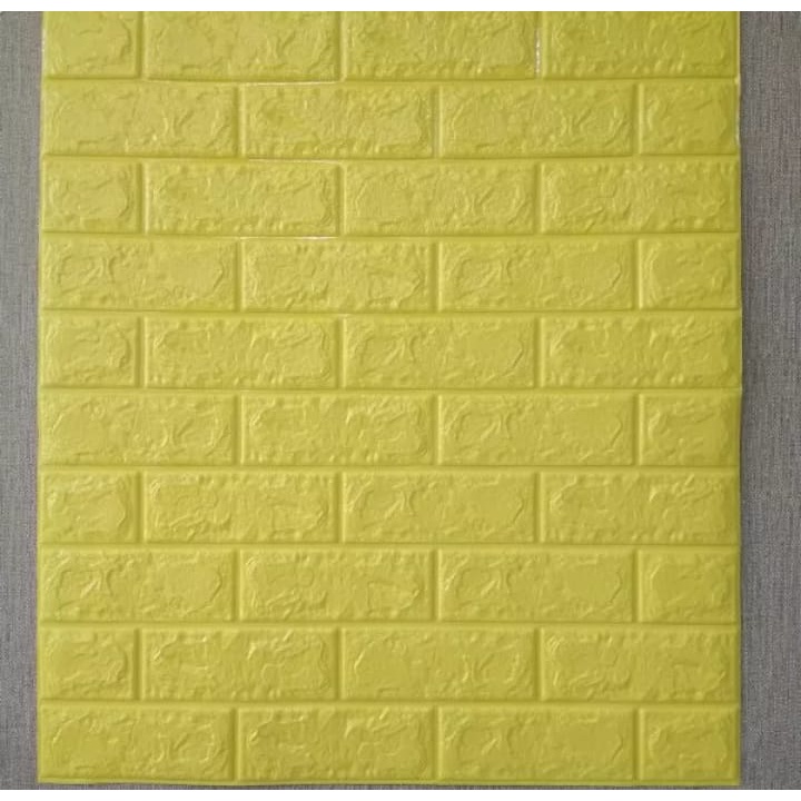 TERMURAH [ PAKET 10 LEMBAR ] Wallpaper 3D Foam Batu Bata / Sticker Dinding Timbul-5 Lembar kuning70x38