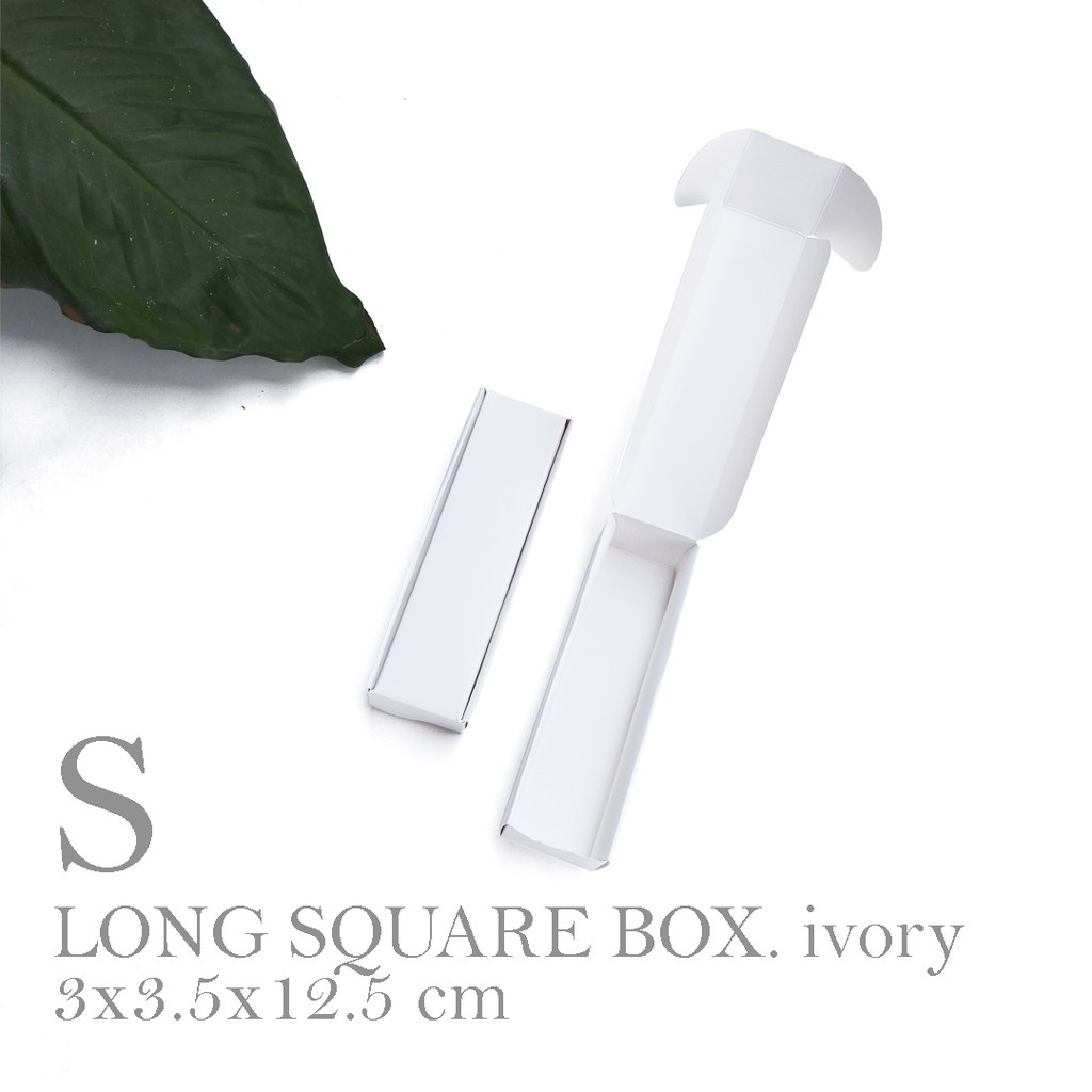 

10 Pcs Long Paper Box Square Paperbox Putih Ukuran Keci 3x3.5x12.5 Cm Ivory White Kardus Souvenir