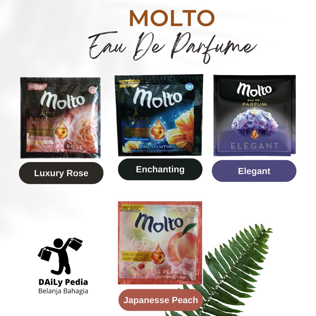 1 Lusin Molto Pewangi EDP sachet 500an harga per 12 pcs