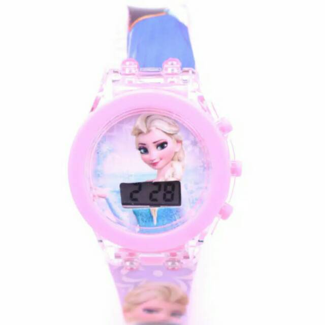 JAM TANGAN ANAK LAMPU PROYEKTOR KARAKTER FROZEN