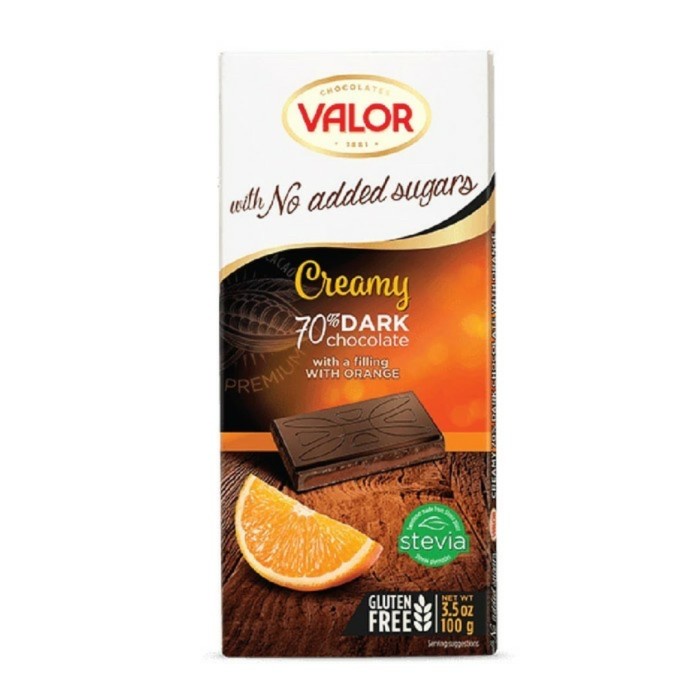 

Valor Chocolate Orange 70% Creamy Dark Chocolate with Orange Filling