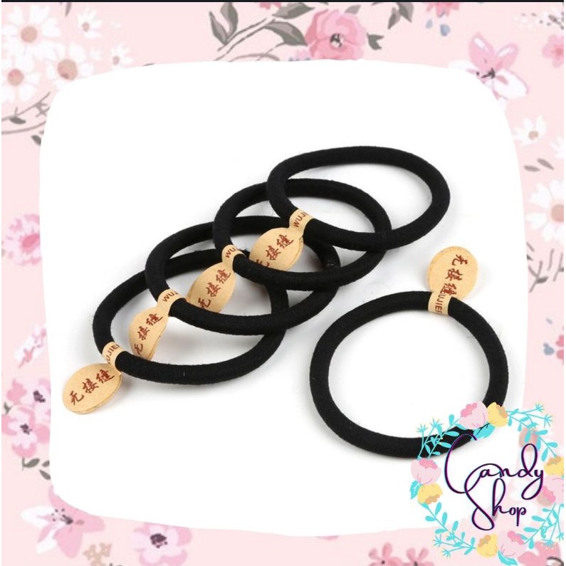 [COD] Ikat Rambut Hitam Polos Tebal / Gelang Karet Korea