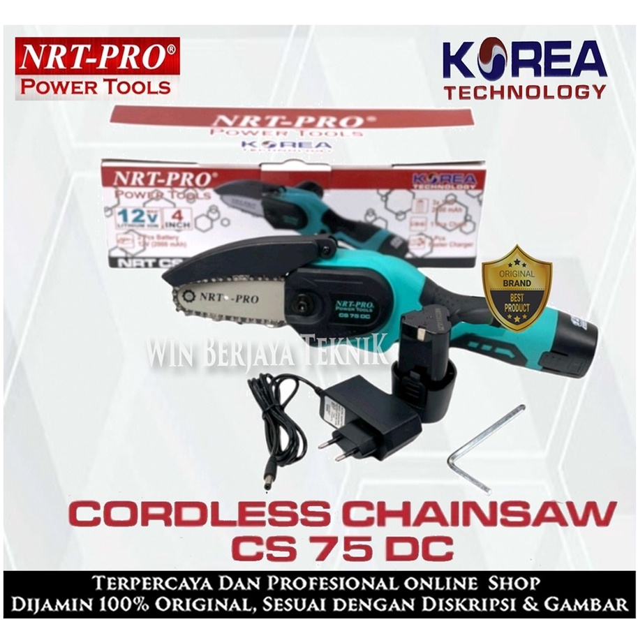 CORDLESS MINI CHAINSAW NRT PRO CS 75 DC CHAINSAW BATERAI SENSO MINI NRT PRO CS75 DC "KOREA TEKNOLOGI