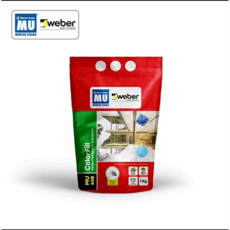 MU-408 Dempul Kramik MU Weber Colorfill Warna Putih/Cream @ 1 kg