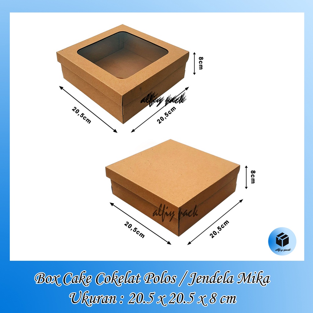 

1pack isi 10pcs BOX CAKE TART COKELAT POLOS / JENDELA MIKA UKURAN 20x20x8 CM KOTAK KARTON PACKAGING HAMPERS DUS BOLU TART SOUVENIR BOKS / GIFTBOX