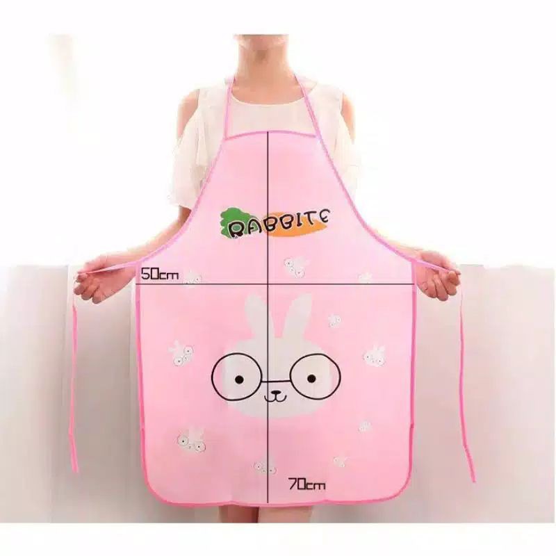 Apron Masak Transparant Dapur / Celemek Waterproof Karakter Kartun Lucu