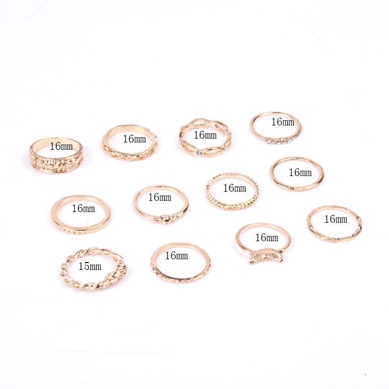 [Bayar Di Tempat] 12pcs / Set Cincin Gaya Vintage Untuk Wanita