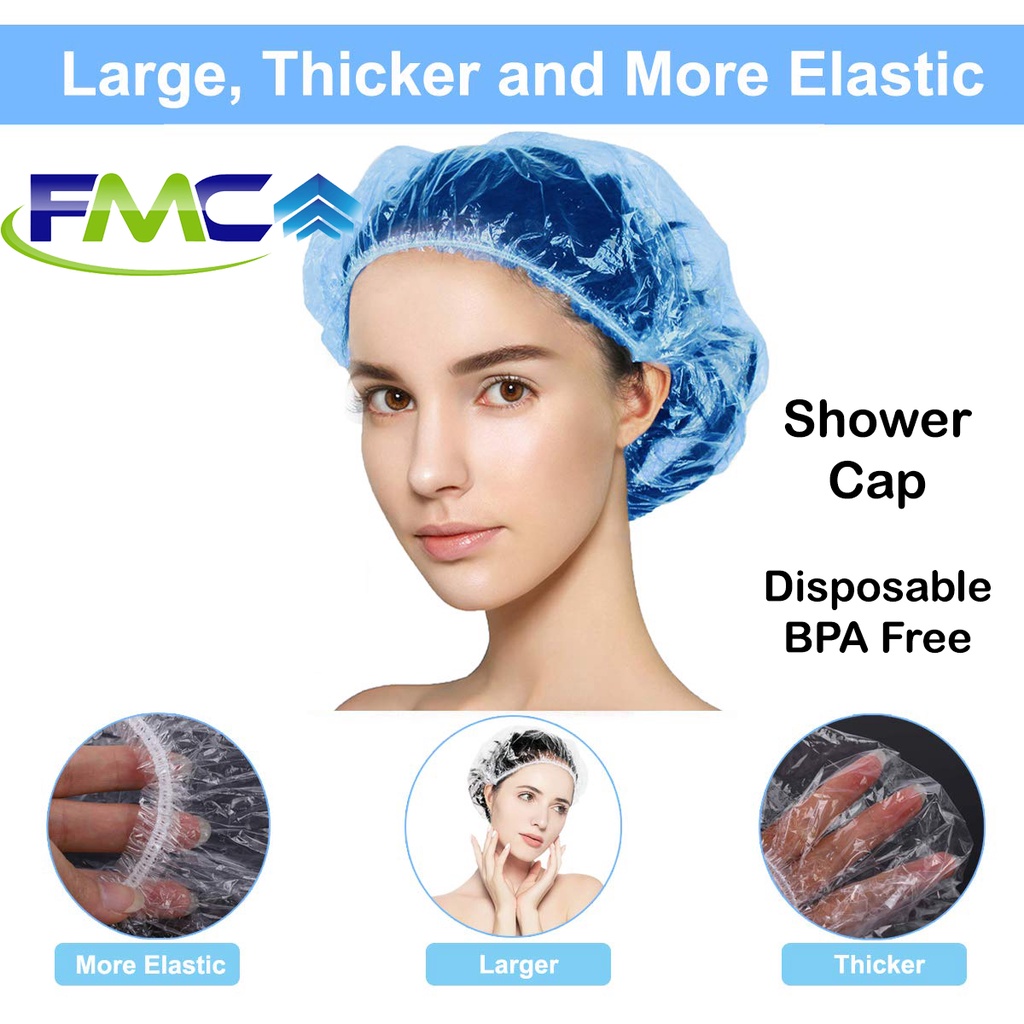 Shower Cap Penutup Rambut Kepala Plastik Disposable Pelindung Makanan Anti Air Showercap Hotel Spa Salon Bleaching Mandi dan lain lain