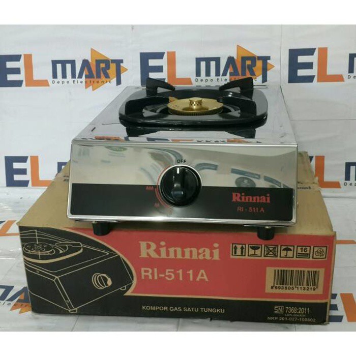 Kompor Gas Satu Tungku Rinnai RI 511A - 511 A - RI511A Ada Api Lilin Kecil SNI Original