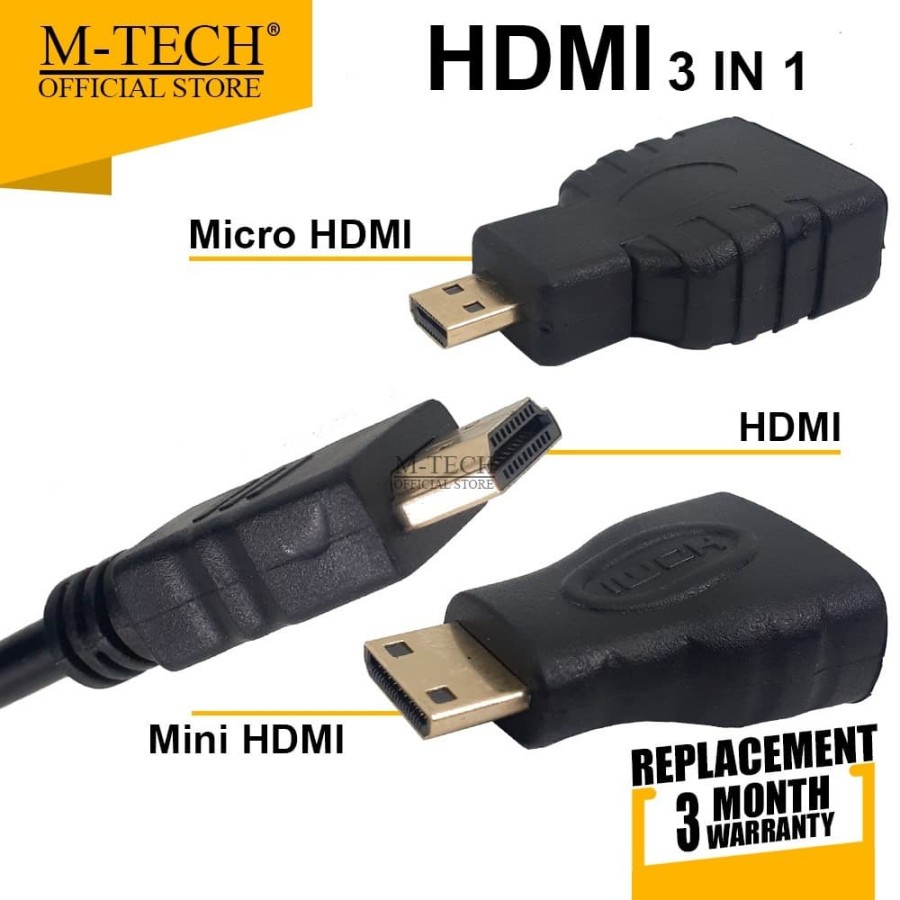 Kabel HDMI 3 IN1 1 Set Mini HDMI-Micro HDMi-HDMI - 1 Kabel HDMI 3 IN1