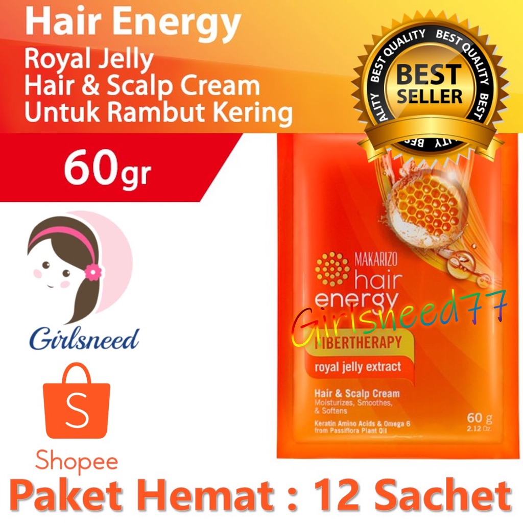 Makarizo Creambath 60gr x 12 Sachet Royal Jelly Perawatan Rambut Rusak Bercabang GIRLSNEED77