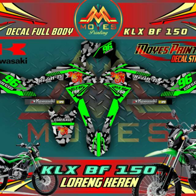 Sticker Motor klx kawasaki keren Decal Motor fulbody klx loreng keren