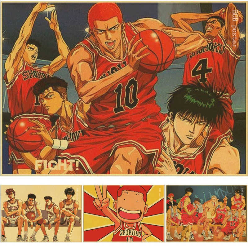 Poster Dinding Desain Anime Slam Dunk Klasik Retro Vintage Untuk Dekorasi Kamar Tidur