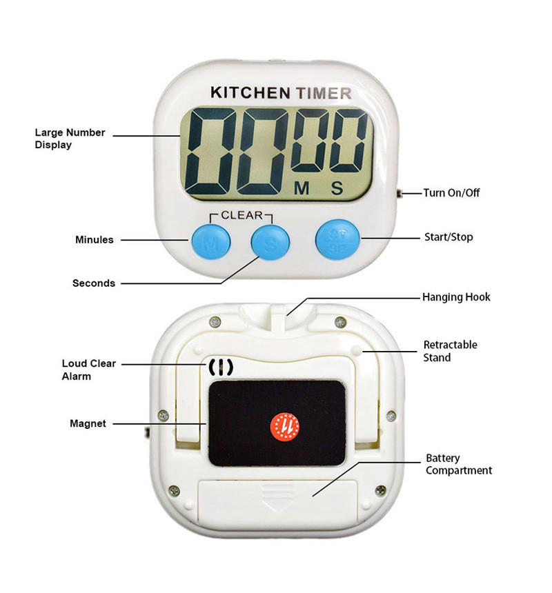 Timer Masak Dapur LCD Kitchen Countdown Clock - RT332 BIRU