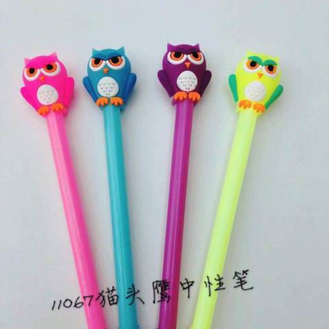

Pulpen gel Pen gel Pena gel Unik cute karakter owl burung kakatua isi 12pcs