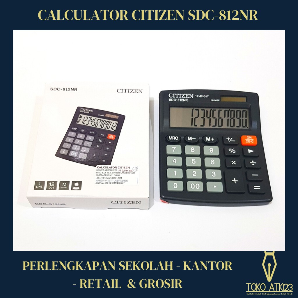 Calculator / Kalkulator Merk Citizen SDC-812NR Electronic Calculator