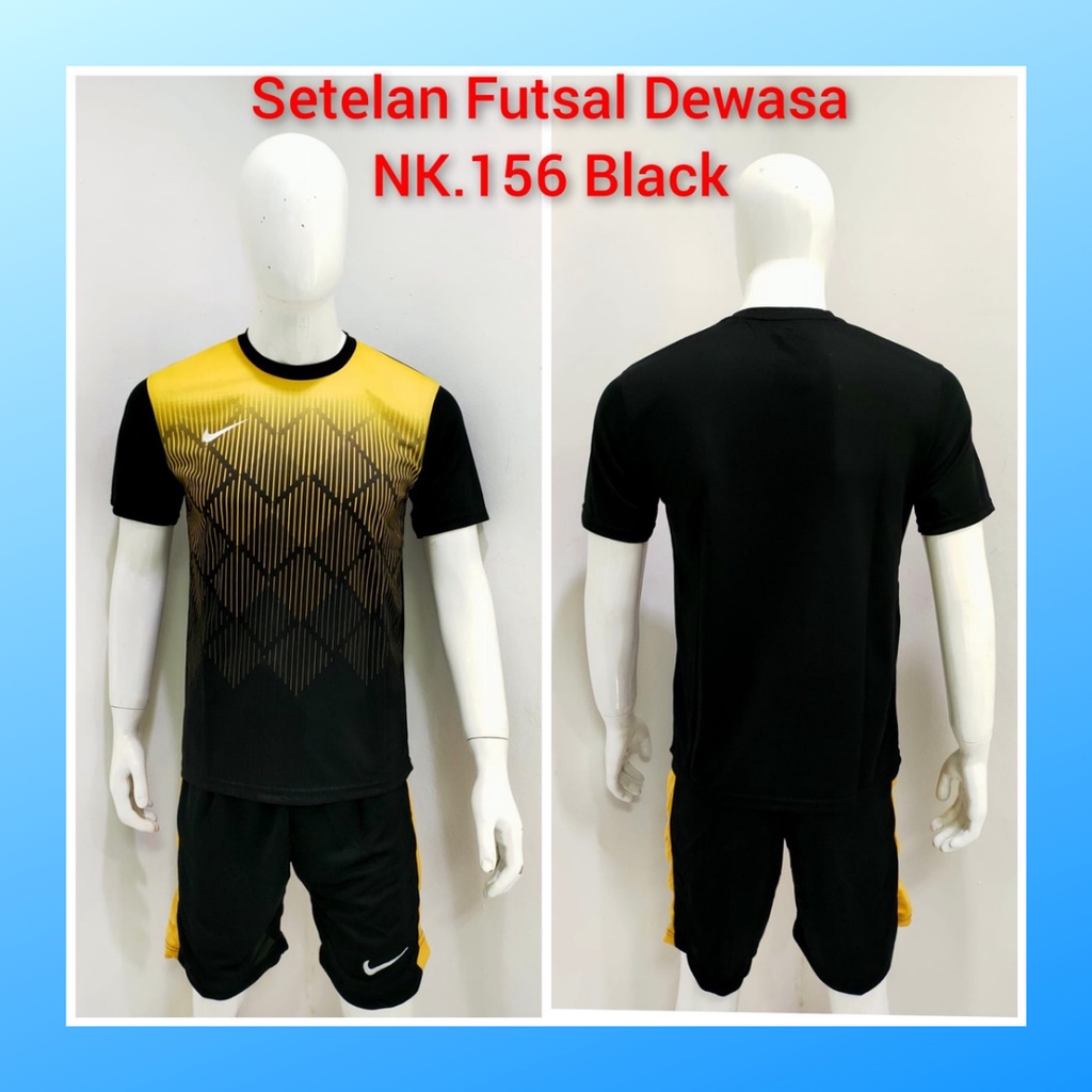 jersey futsal pria kaos sepak bola baju dan celana setelan wanita dewasa t-shirt outfit seragam jarsey kostum olahraga pakaian apparel sport jersy soccer casual jersi suit NK156 hitam