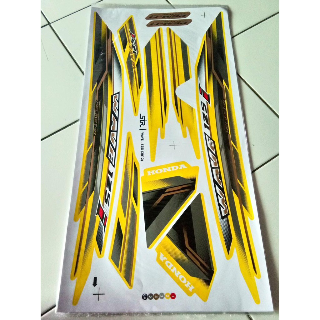 Aksesoris Striping Stiker Lis Variasi Motor Honda Supra X 125 Helm In - Wave 125I - Kuning - 03