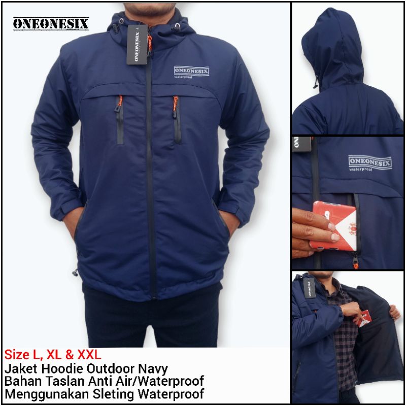 JAKET OUTDOOR WATERPROOF PRIA TASLAN JN PREMIUM JACKET HOODIE GUNUNG PARASUT ANTI AIR TRAVELING HIKING DEWASA