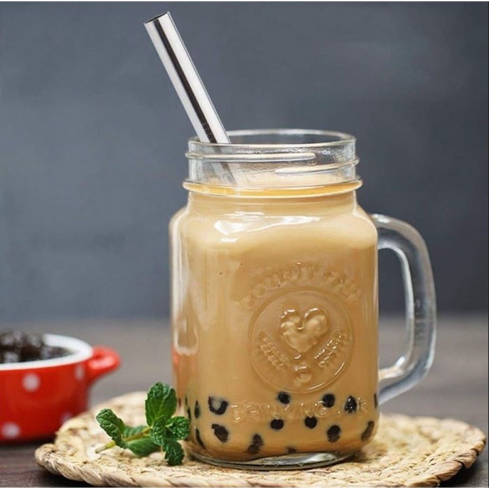 Sedotan Stainless Steel Straw Bubble Or Boba Tea Besar Sikat Pembersih