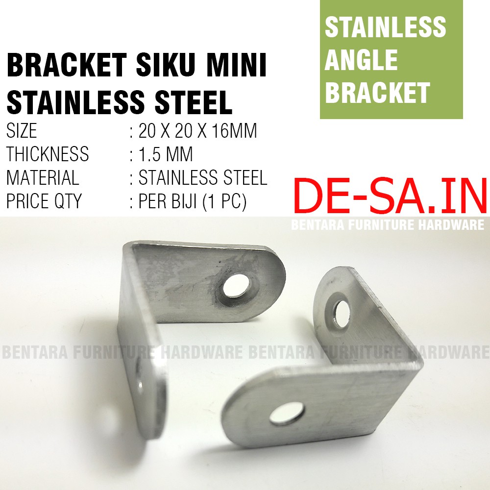 20 MM Siku Stainless Steel / Zinc Plate Braket Siku Mini 20 x 20 MM - L-Shaped Angle Bracket Fastener