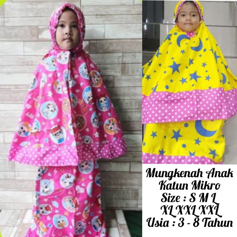 MUKENAH ANAK KATUN,SIZE:S,M,L,XL,XXL/USIA 3-8 TAHUN.