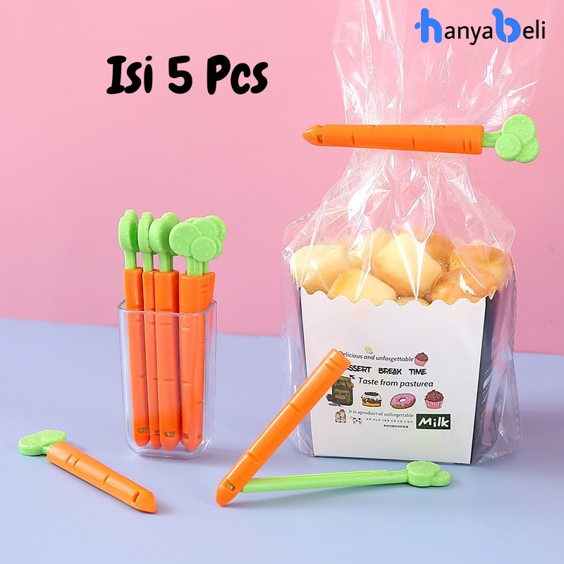 Klip Penjepit Makanan Penyegel Kantong Makanan Model Wortel Isi 5 Pcs